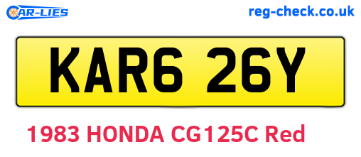 KAR626Y are the vehicle registration plates.