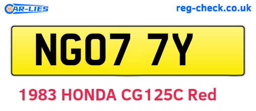 NGO77Y are the vehicle registration plates.