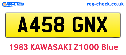 A458GNX are the vehicle registration plates.