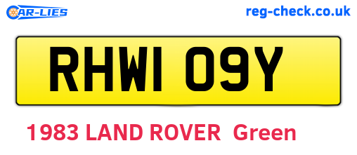RHW109Y are the vehicle registration plates.