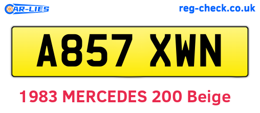 A857XWN are the vehicle registration plates.