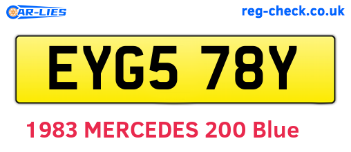 EYG578Y are the vehicle registration plates.