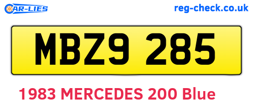 MBZ9285 are the vehicle registration plates.