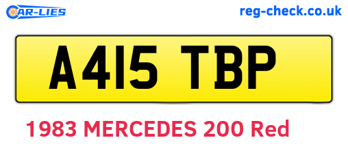 A415TBP are the vehicle registration plates.