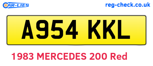 A954KKL are the vehicle registration plates.