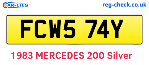 FCW574Y are the vehicle registration plates.