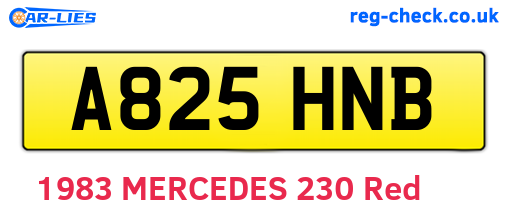 A825HNB are the vehicle registration plates.