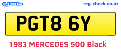 PGT86Y are the vehicle registration plates.