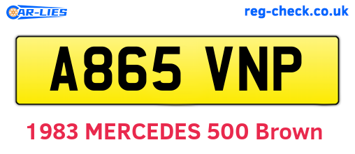 A865VNP are the vehicle registration plates.