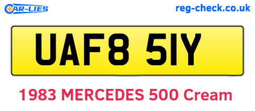 UAF851Y are the vehicle registration plates.