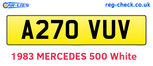 A270VUV are the vehicle registration plates.