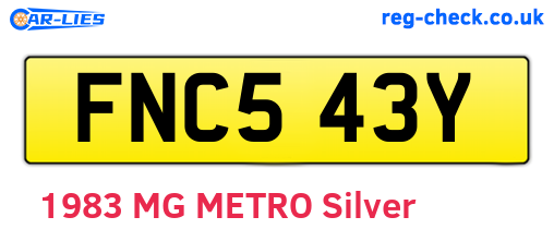FNC543Y are the vehicle registration plates.