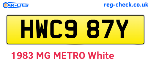 HWC987Y are the vehicle registration plates.