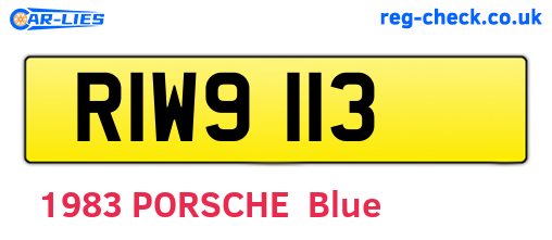 RIW9113 are the vehicle registration plates.