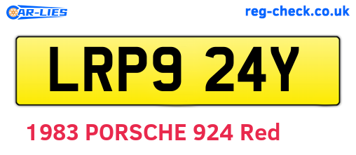 LRP924Y are the vehicle registration plates.