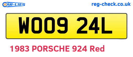 WOO924L are the vehicle registration plates.