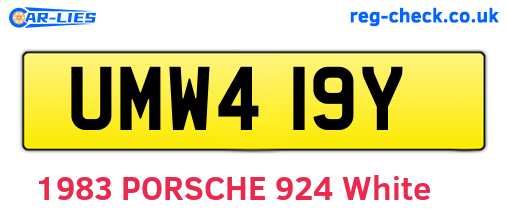 UMW419Y are the vehicle registration plates.