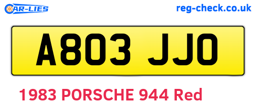 A803JJO are the vehicle registration plates.