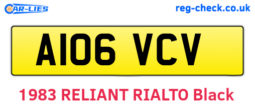 A106VCV are the vehicle registration plates.