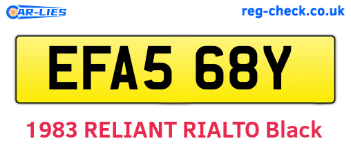 EFA568Y are the vehicle registration plates.