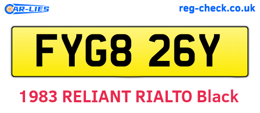 FYG826Y are the vehicle registration plates.