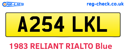 A254LKL are the vehicle registration plates.