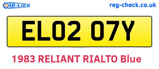 ELO207Y are the vehicle registration plates.