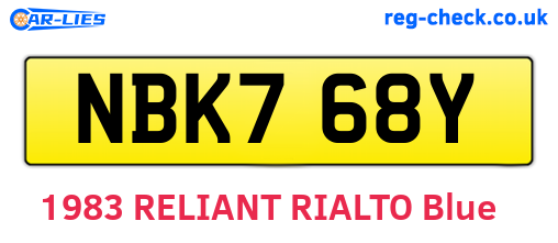 NBK768Y are the vehicle registration plates.