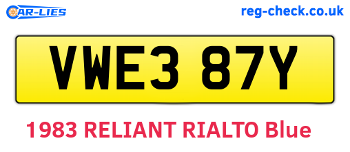 VWE387Y are the vehicle registration plates.