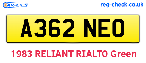 A362NEO are the vehicle registration plates.