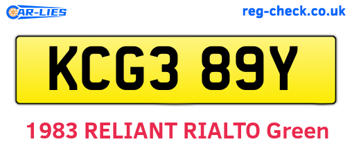 KCG389Y are the vehicle registration plates.