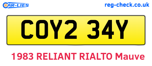 COY234Y are the vehicle registration plates.