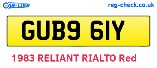 GUB961Y are the vehicle registration plates.