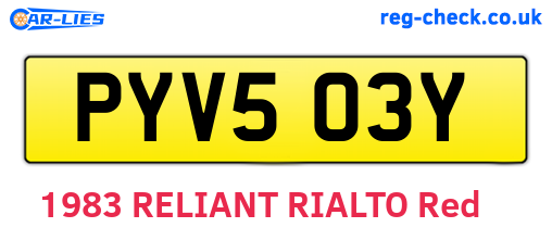 PYV503Y are the vehicle registration plates.