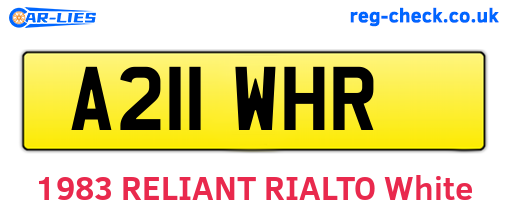 A211WHR are the vehicle registration plates.