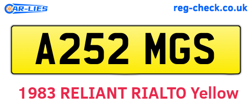 A252MGS are the vehicle registration plates.