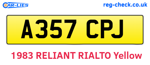 A357CPJ are the vehicle registration plates.