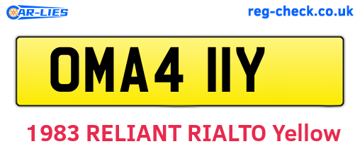 OMA411Y are the vehicle registration plates.