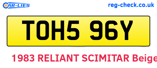 TOH596Y are the vehicle registration plates.