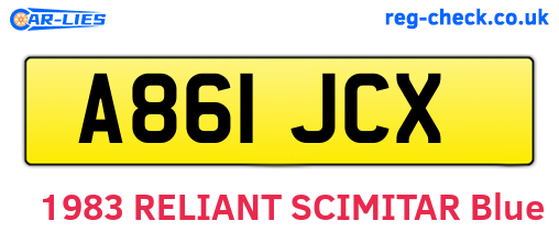A861JCX are the vehicle registration plates.