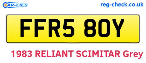 FFR580Y are the vehicle registration plates.