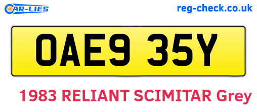 OAE935Y are the vehicle registration plates.