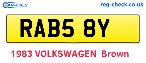 RAB58Y are the vehicle registration plates.