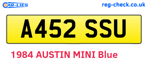 A452SSU are the vehicle registration plates.