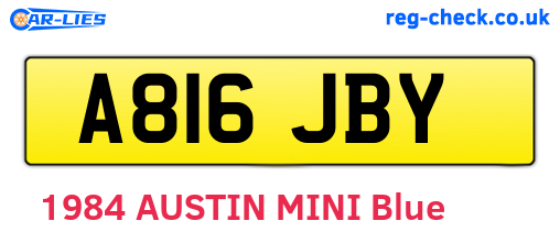 A816JBY are the vehicle registration plates.