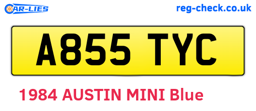 A855TYC are the vehicle registration plates.