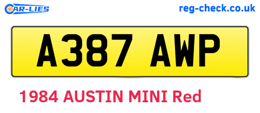 A387AWP are the vehicle registration plates.