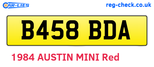 B458BDA are the vehicle registration plates.