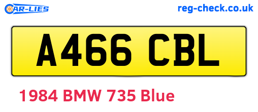 A466CBL are the vehicle registration plates.