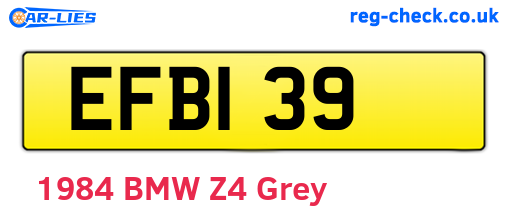 EFB139 are the vehicle registration plates.